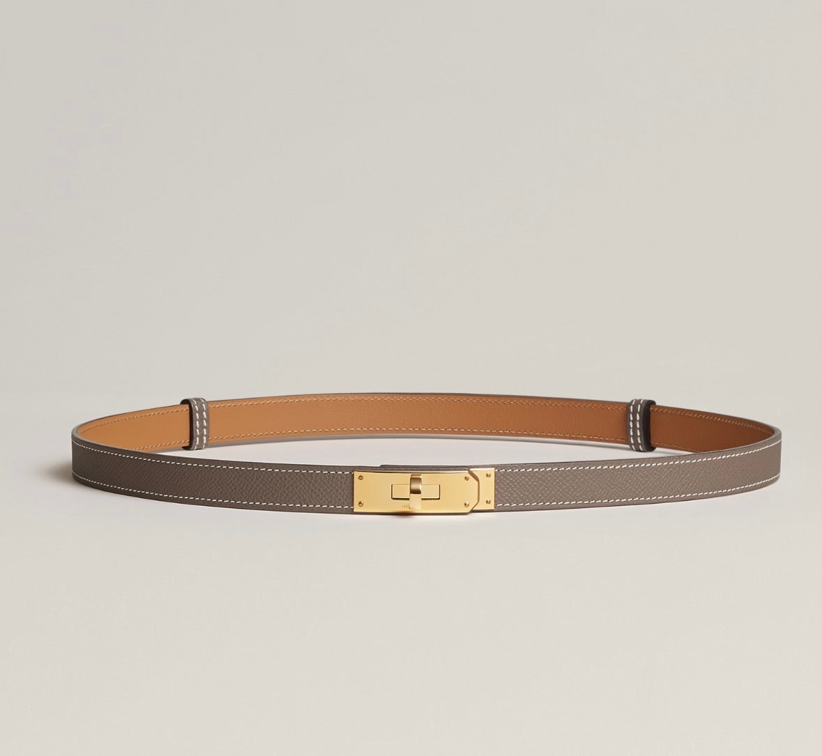 Hermes Kelly 18 belt Noir/Etoupe Silver or gold hardware