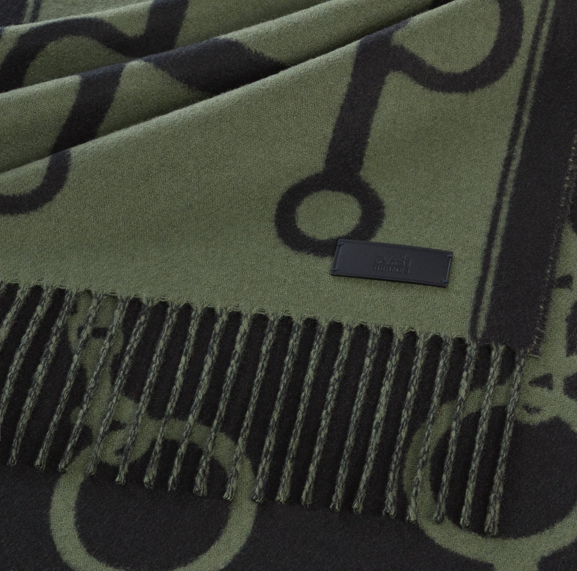 Hermes Casaque Mors scarf Vert Camouflage / Noir