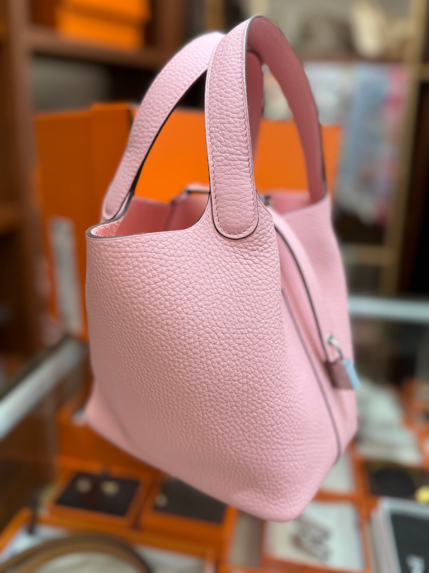 Hermes Picotin 18 櫻花粉銀扣silver hardware