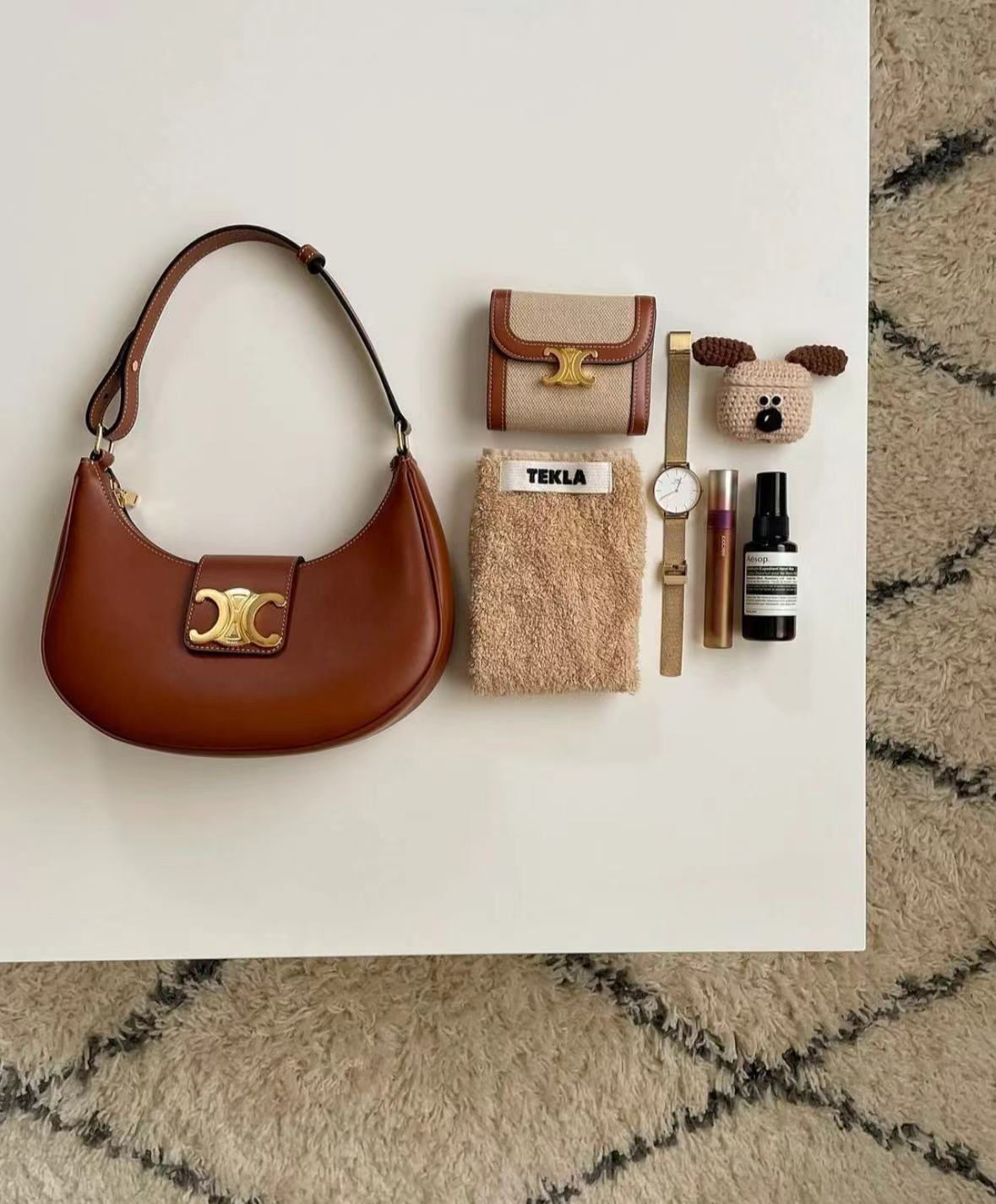Celine Ava Triomphe Bag Medium Tan