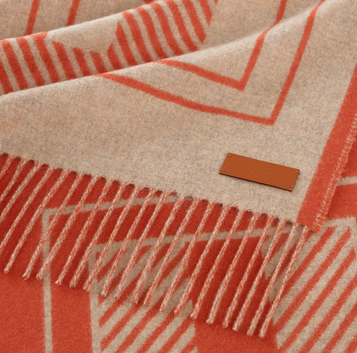 Hermes Casaque Lettres au Carre scarf Beige Chiné / Sanguine