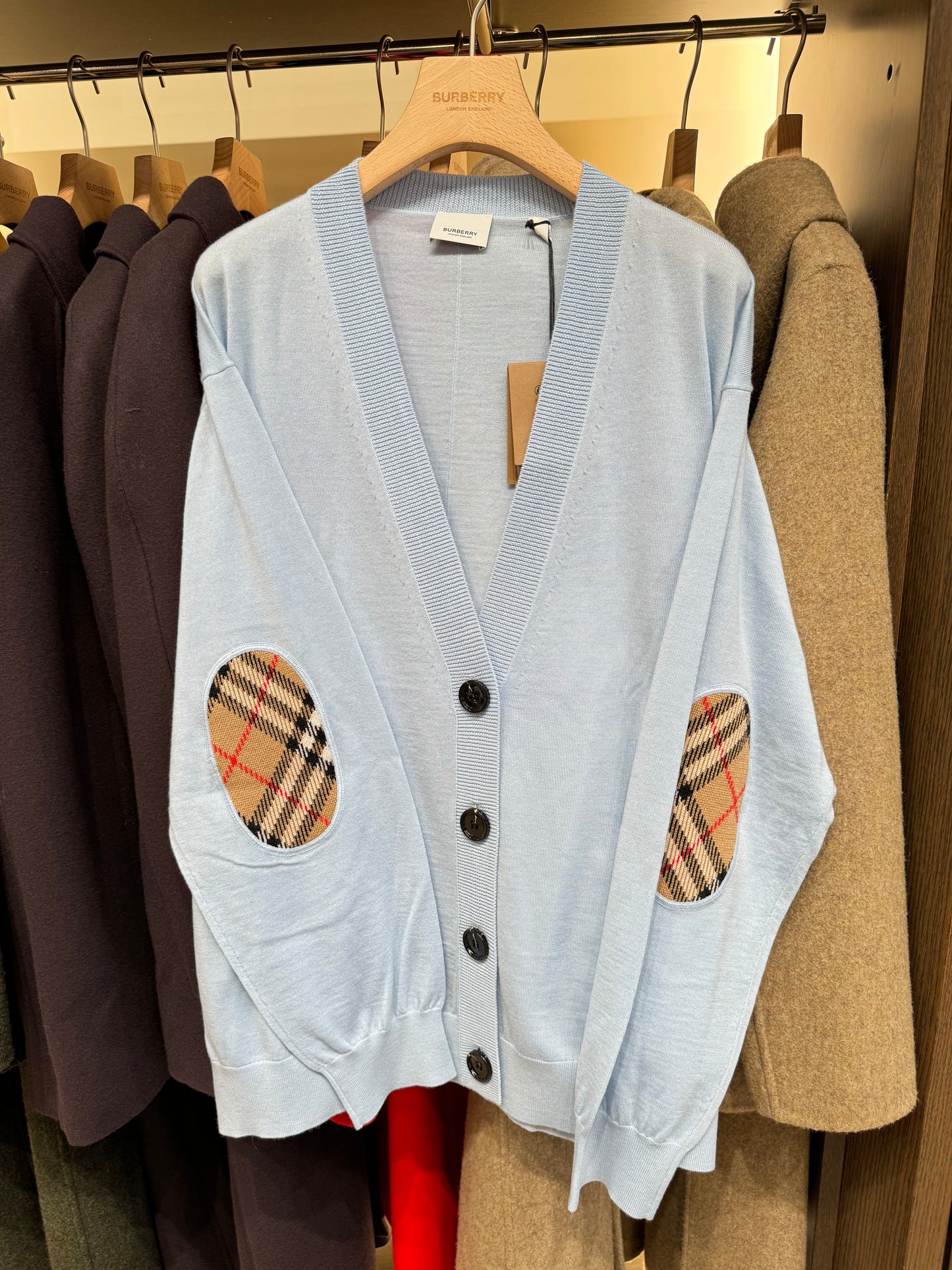 Burberry 羊毛開衫 Pale Blue