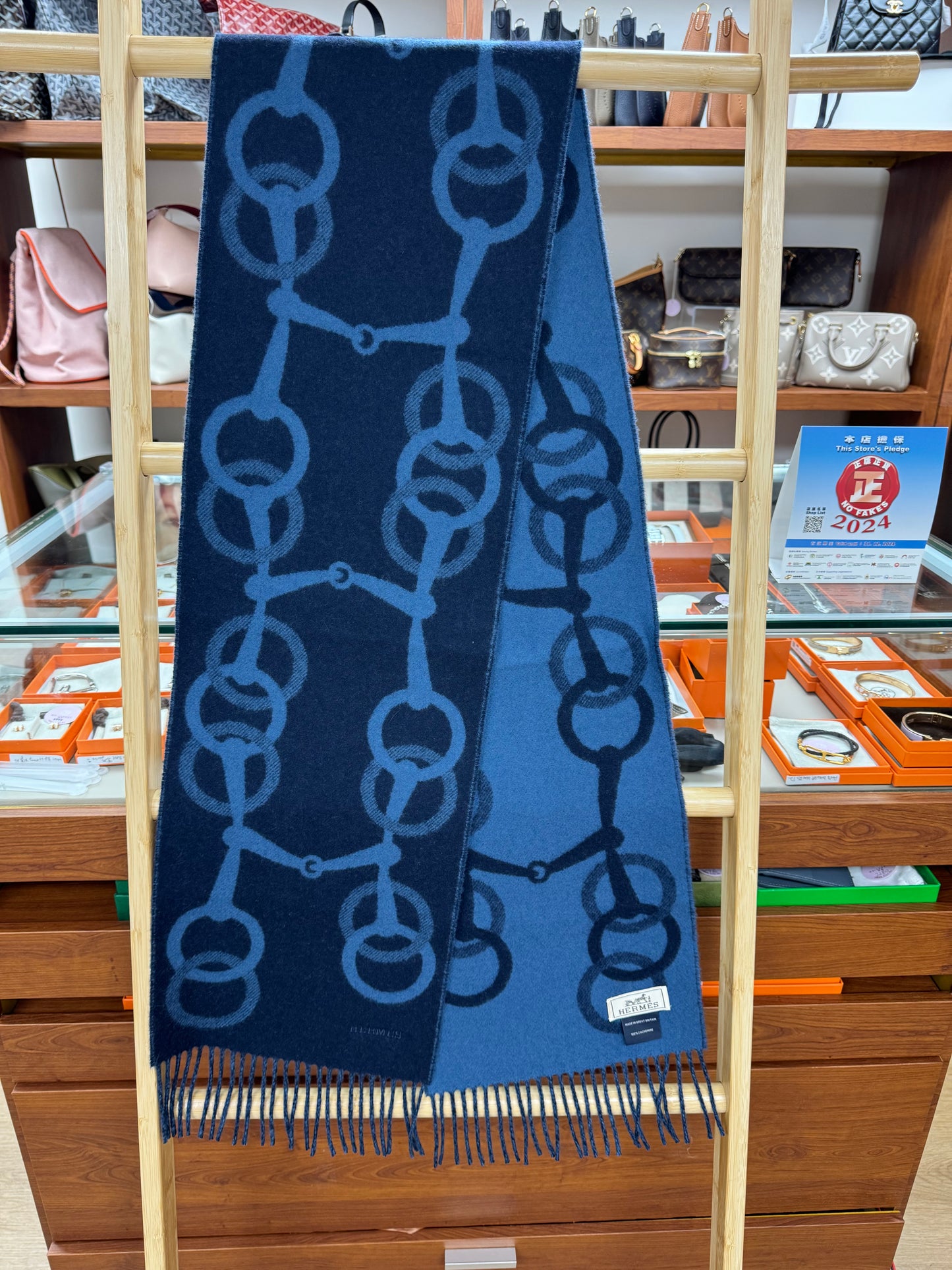 Hermes Any Mors muffler Marine / Bleu Turquin