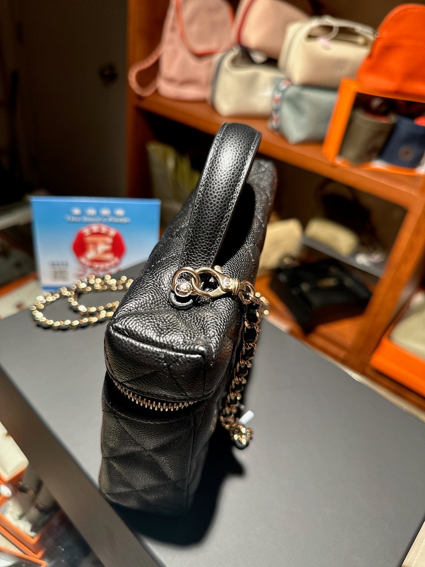 Chanel LP 黑金荔枝皮淡金扣