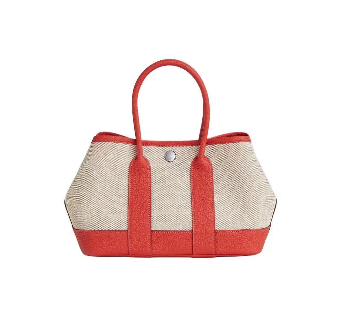 Hermes Mini garden party 橙色拼白色帆布 K stamp