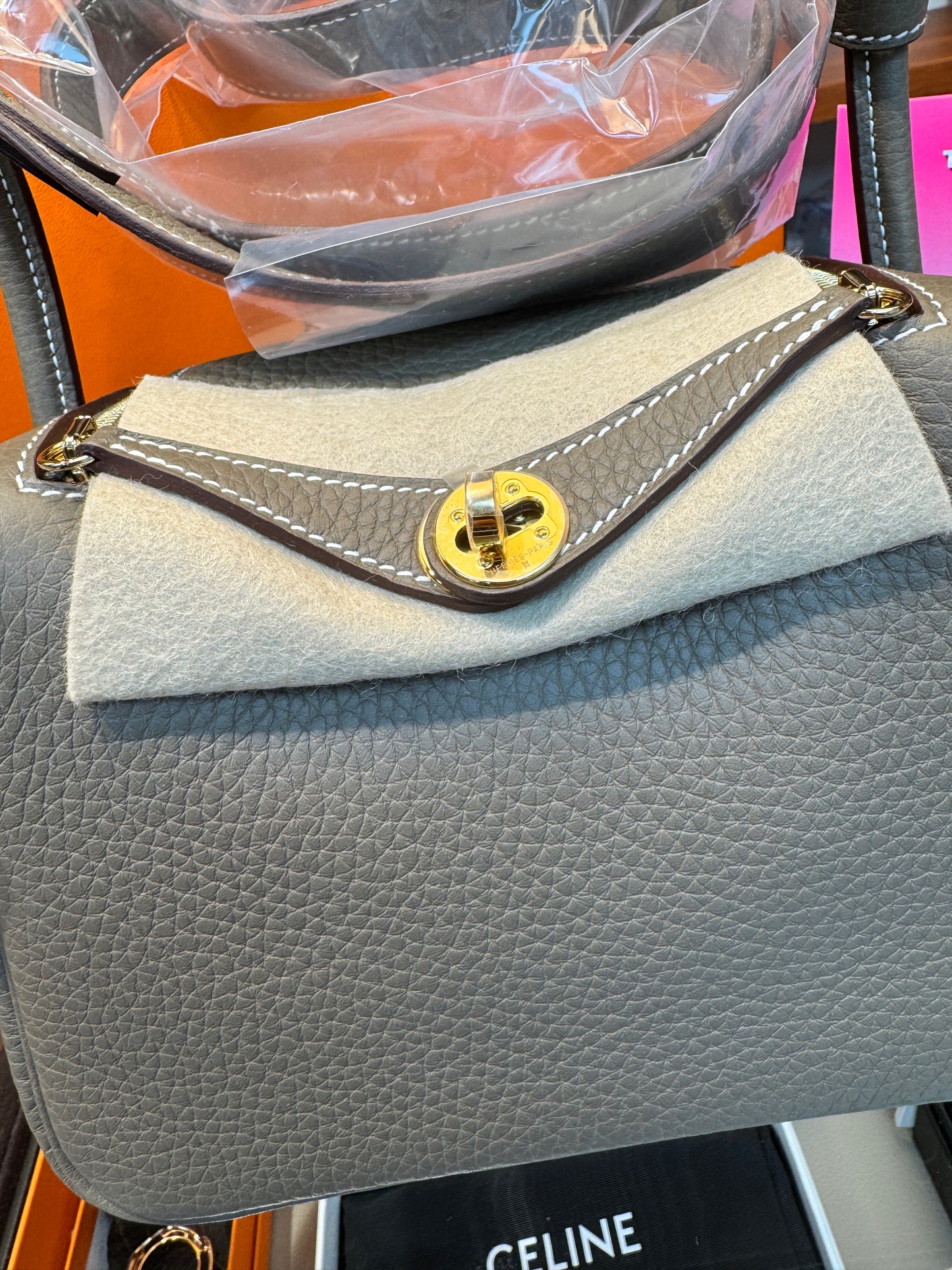 Hermes Mini Lindy 大象灰Etoupe 18 金扣GHW