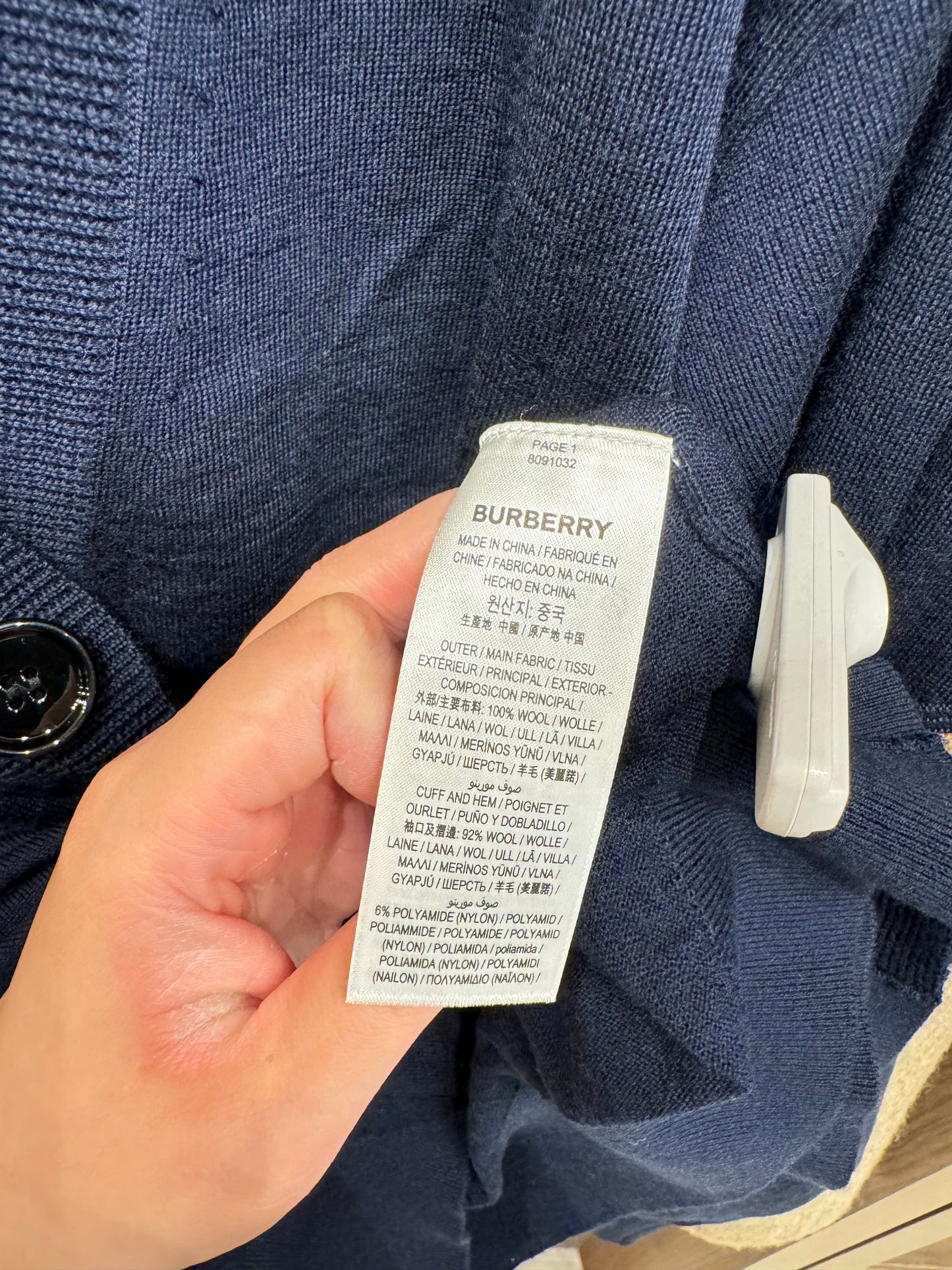 Burberry 羊毛開衫 Navy