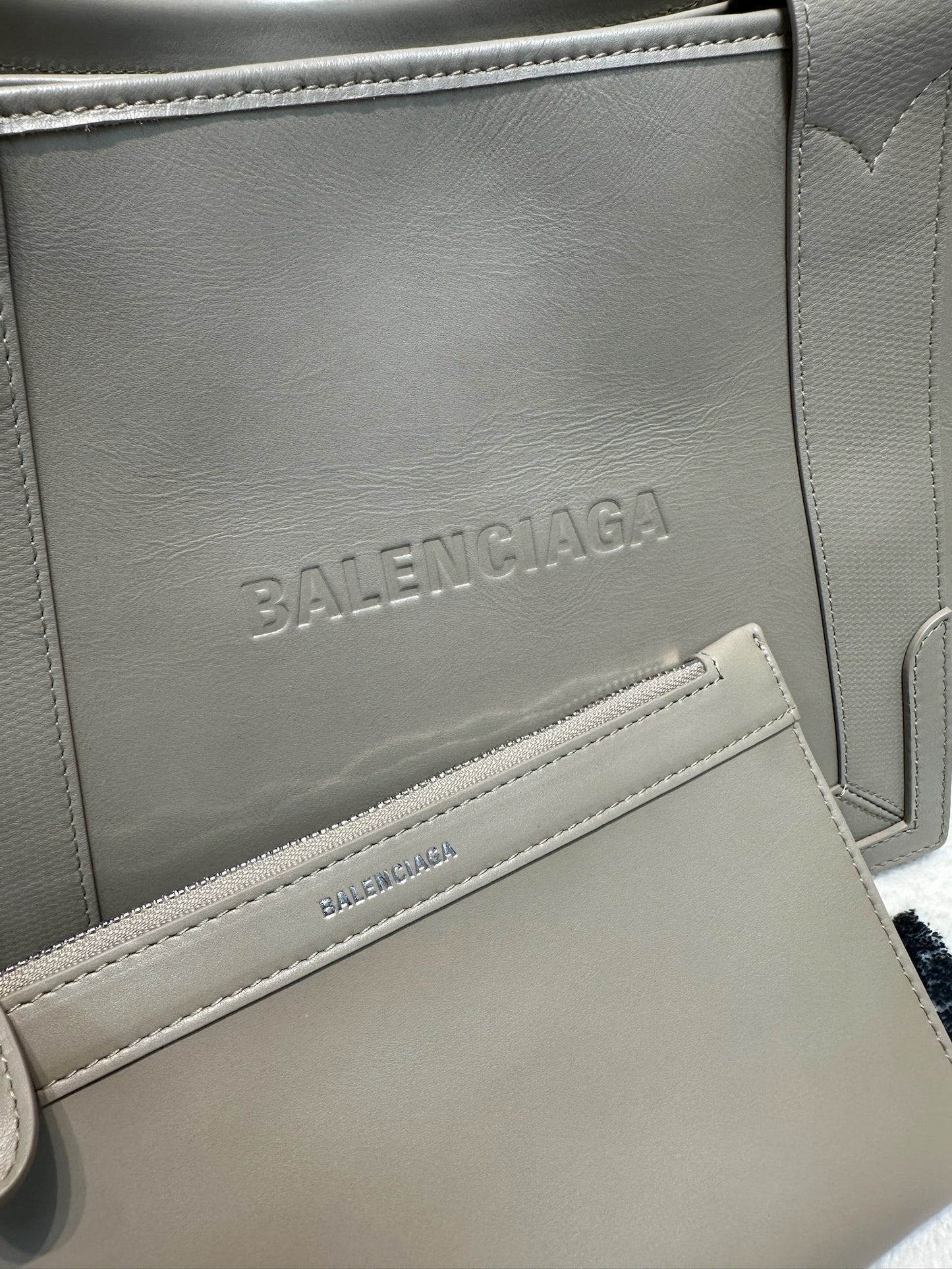 Balenciaga Navy Cabas Beige Small
