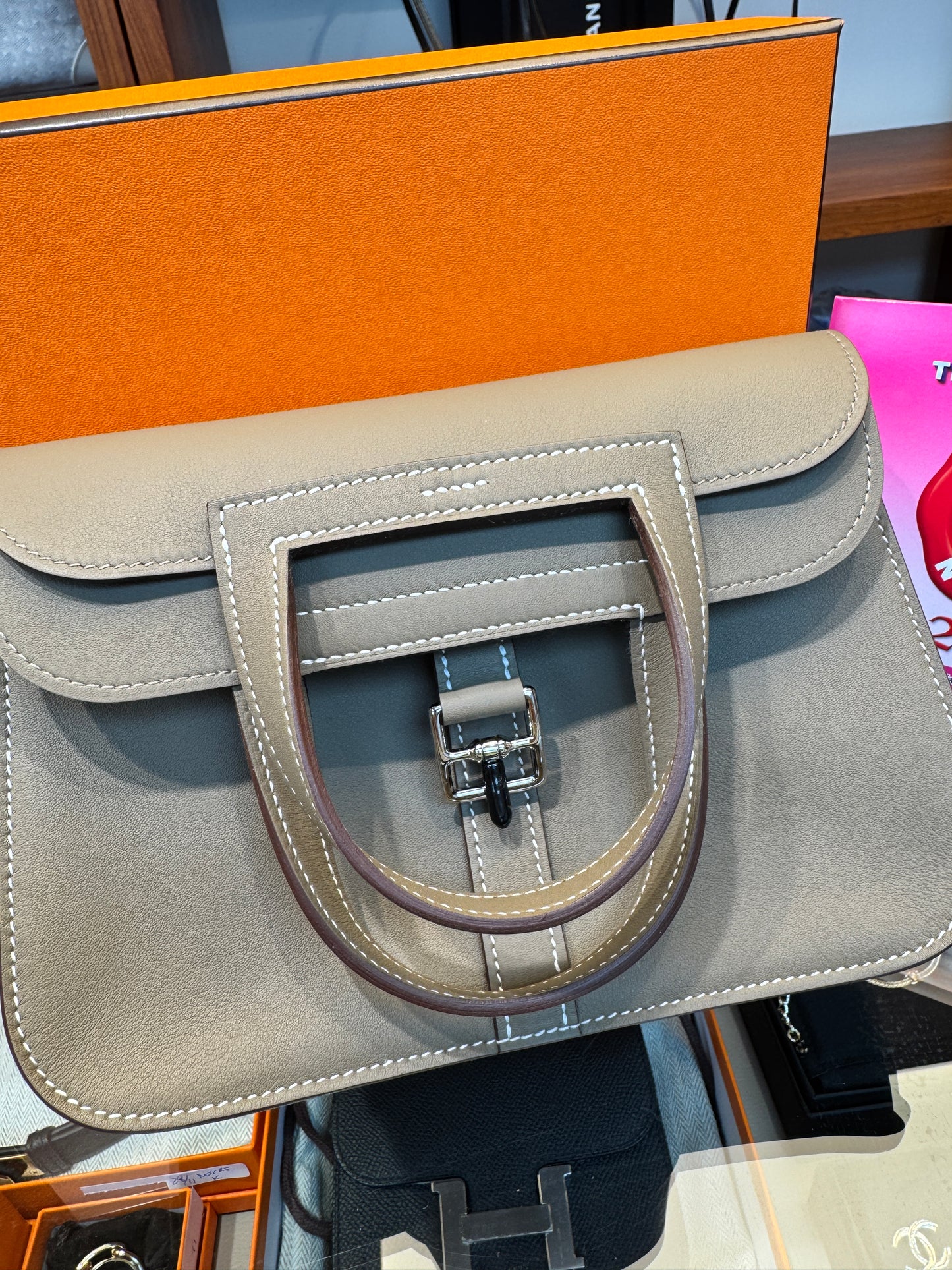 Hermes Mini Halzan Etoupe PHW 大象灰銀扣￼