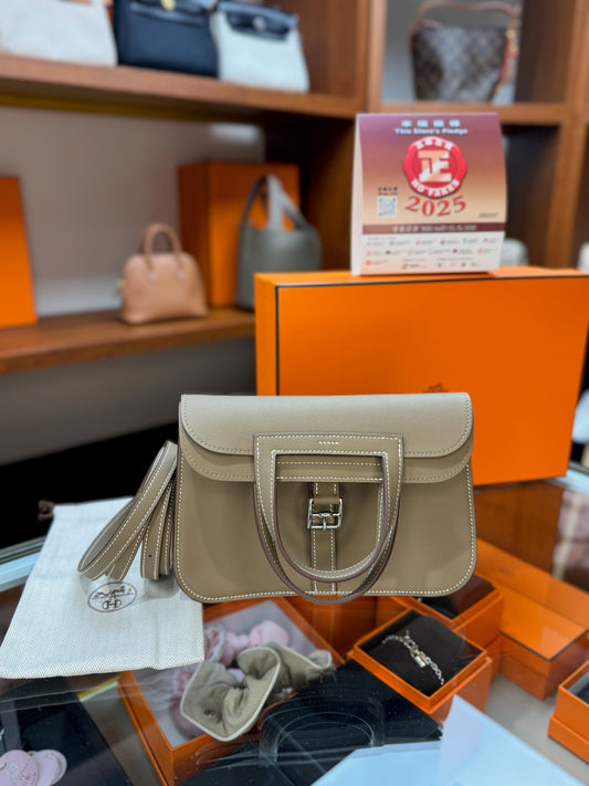Hermes Mini Halzan Etoupe PHW 大象灰銀扣￼