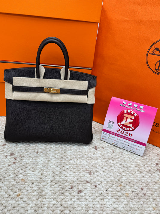 Hermes Birkin 25 T3 GHW 棗棕色金扣
