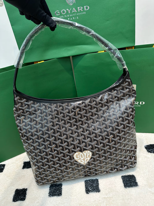 Goyard Bohème Hobo Bag Black(with heart print)