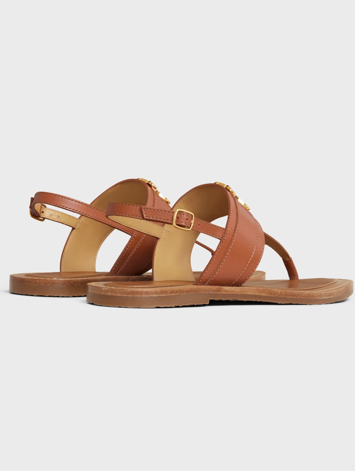 CELINE LYMPIA TRIOMPHE THONG IN CALFSKIN TAN