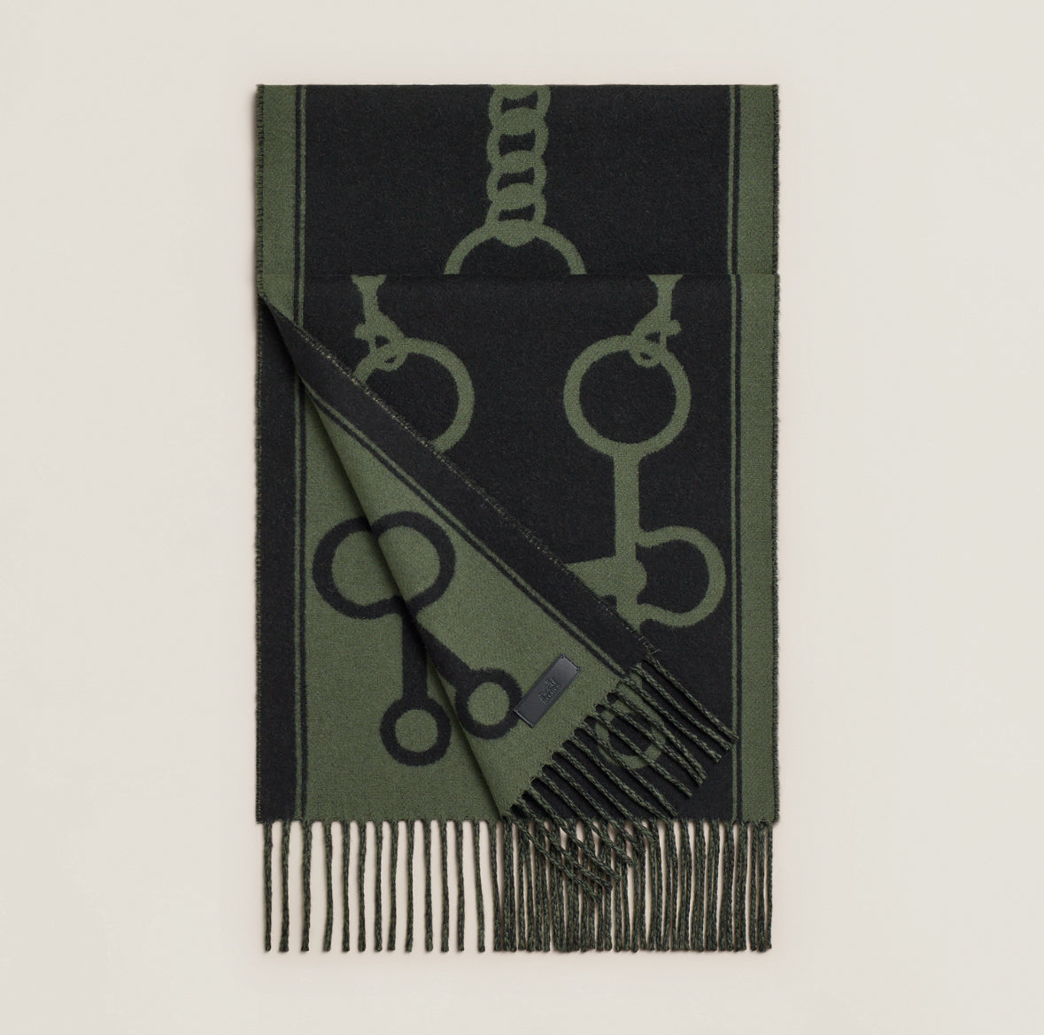 Hermes Casaque Mors scarf Vert Camouflage / Noir