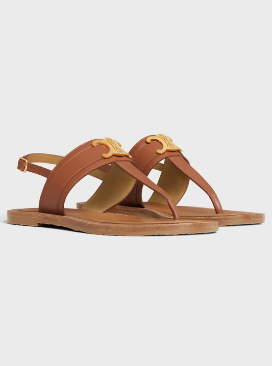 CELINE LYMPIA TRIOMPHE THONG IN CALFSKIN TAN