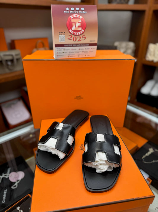Hermes Oran Sandale Noir 黑色