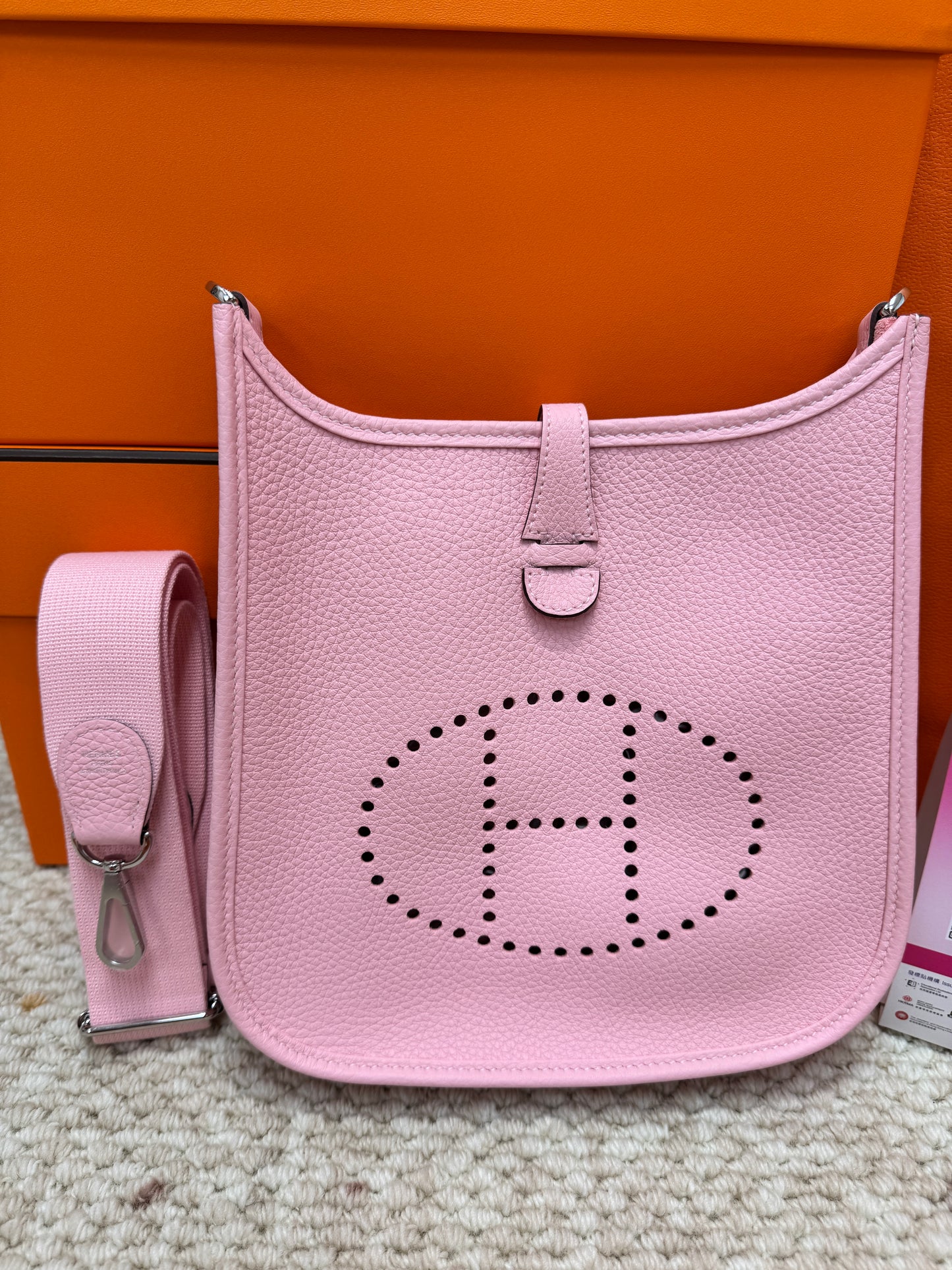 Hermes Evelyne 23 3Q PHW櫻花粉銀扣