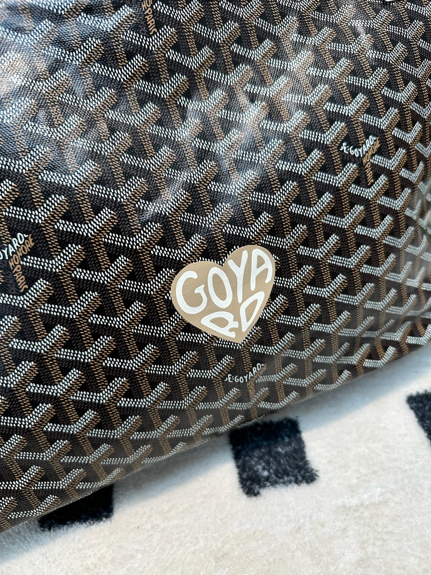 Goyard Bohème Hobo Bag Black(with heart print)