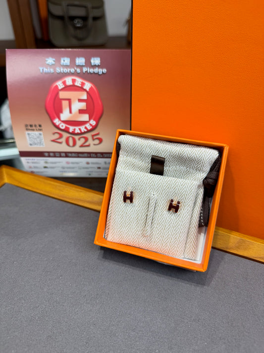 Hermes Mini pop h earring 愛馬仕紅拼玫瑰金