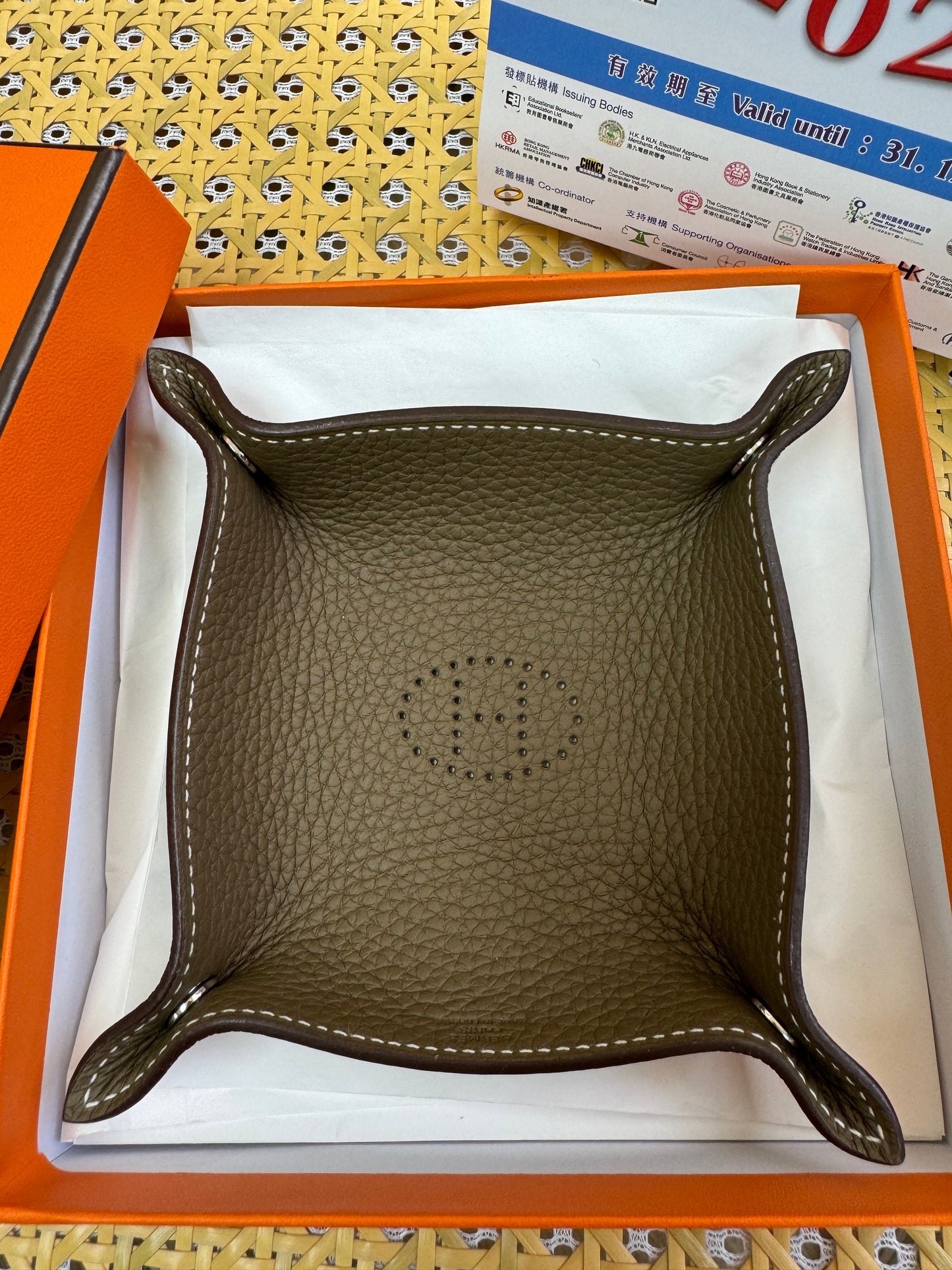 Hermes Mises et Relances H Evelyne mini change tray Étoupe