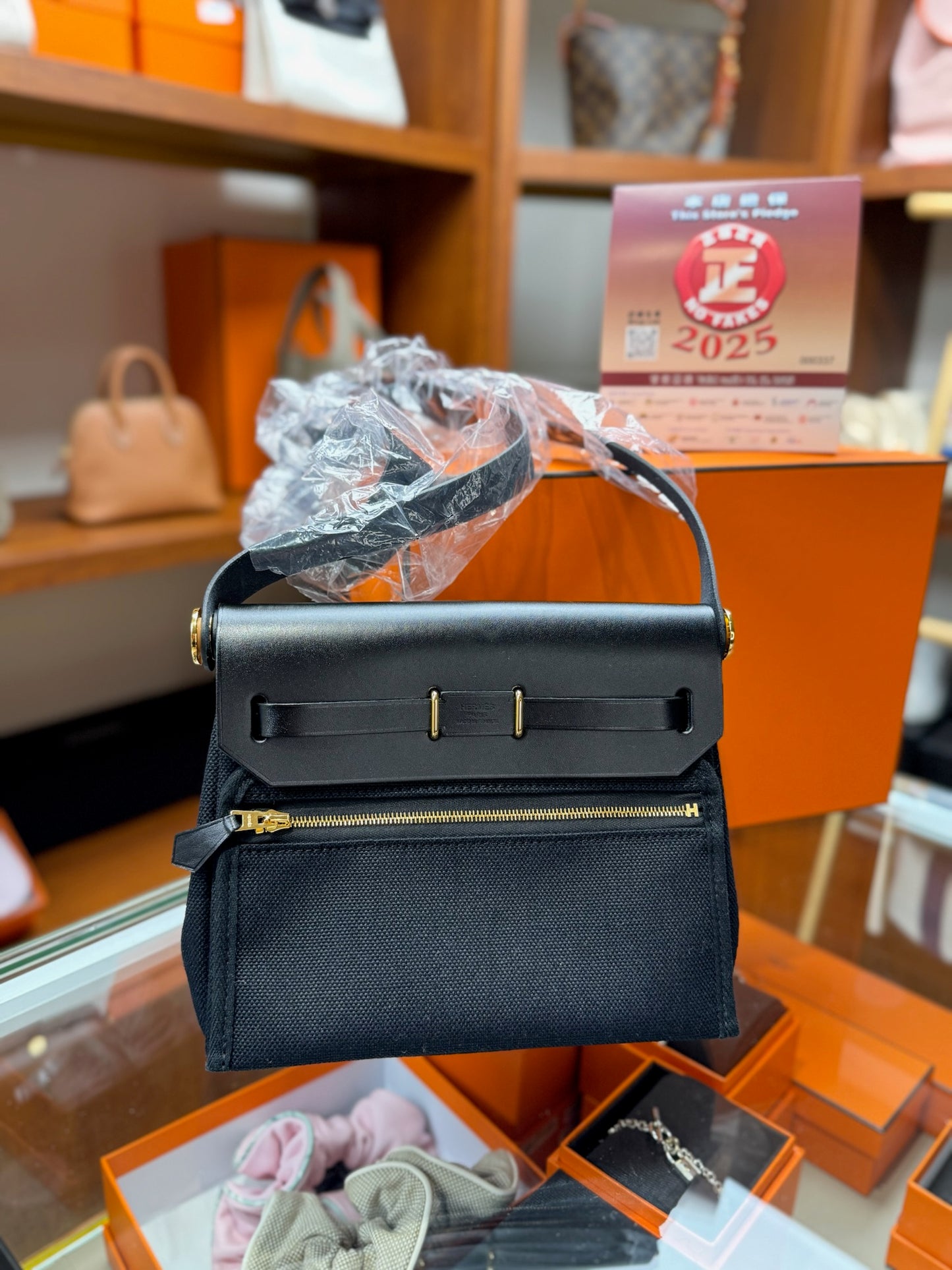 Hermes Mini Herbag Noir GHW 黑色金扣
