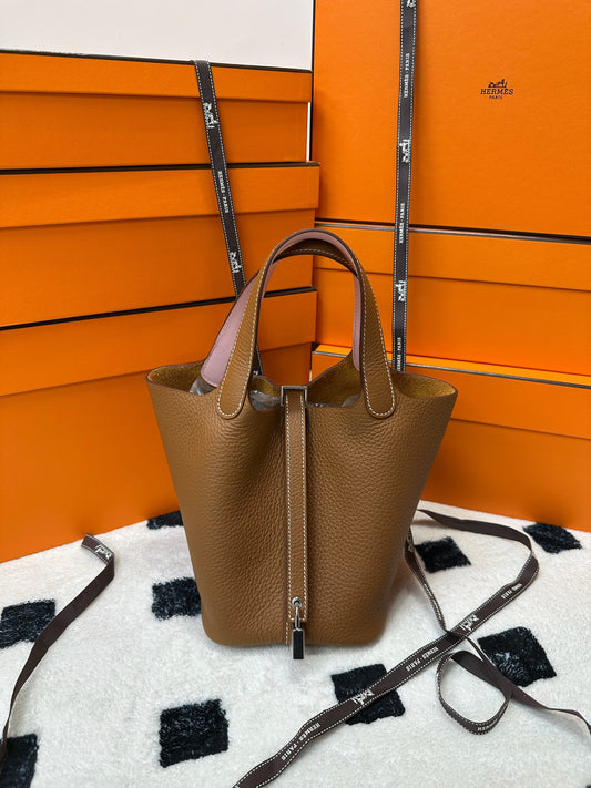 Hermes Picotin 18 Gold PHW 併櫻花粉手柄
