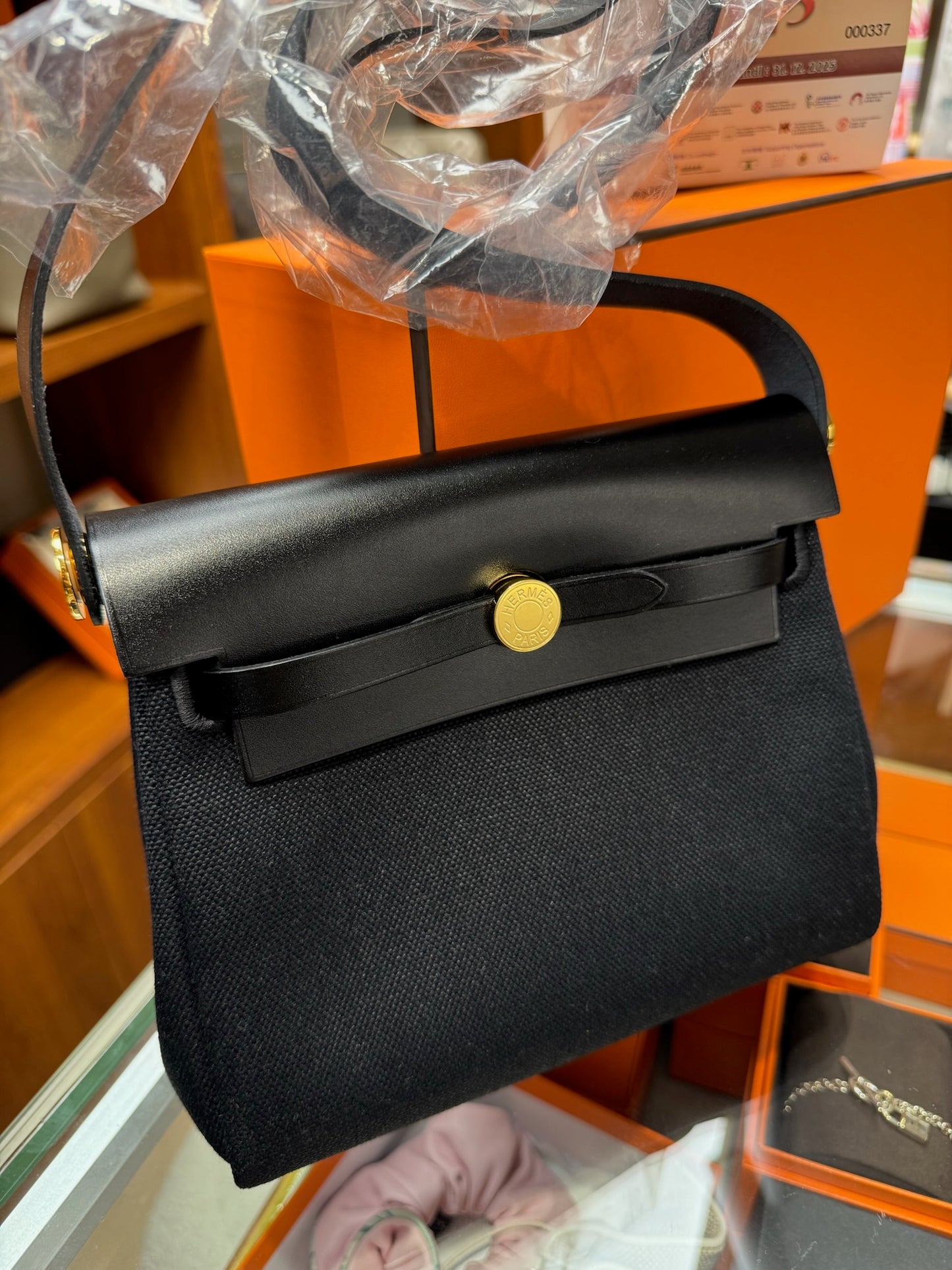 Hermes Mini Herbag Noir GHW 黑色金扣