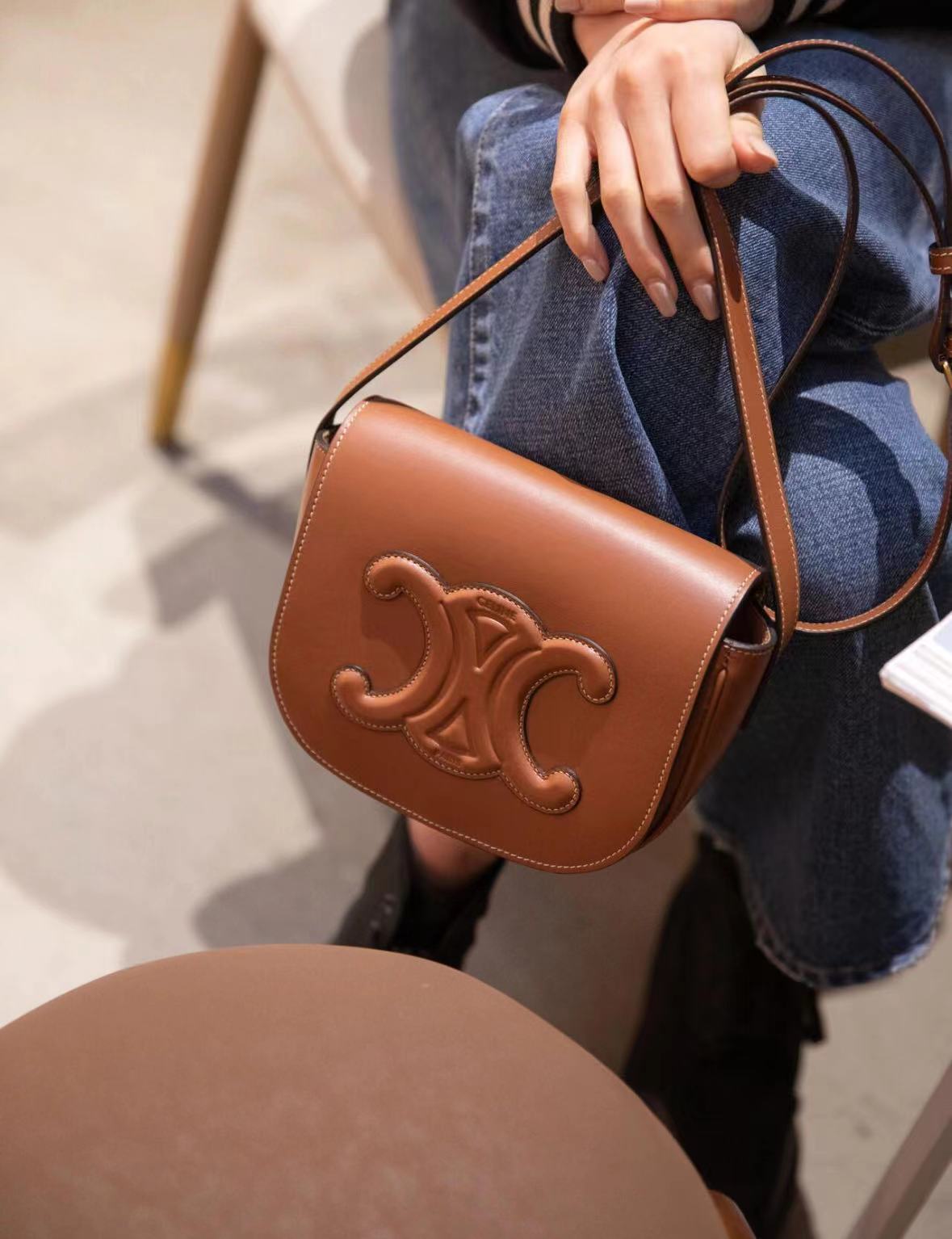 FOLCO CUIR TRIOMPHE IN SMOOTH CALFSKIN Tan