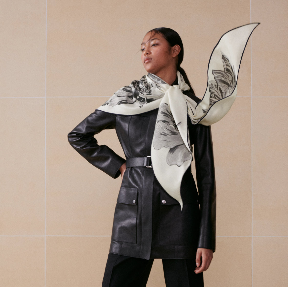 Hermes Tulipomanie giant triangle Blanc / Noir / Gris
