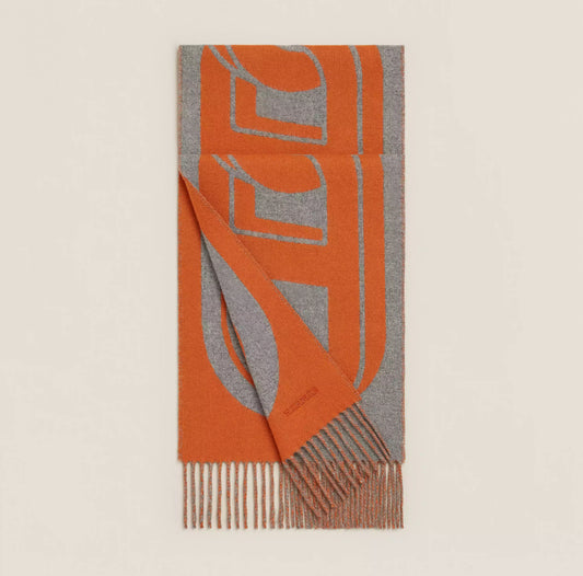 Hermes Maillons TGM scarf Citrouille / Gris Acier