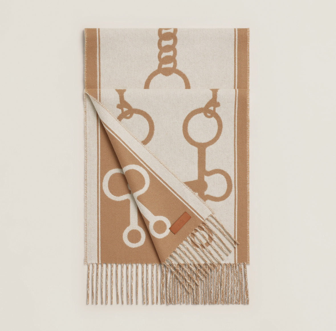 Hermes Casaque Mors scarf Camel / Ivoire
