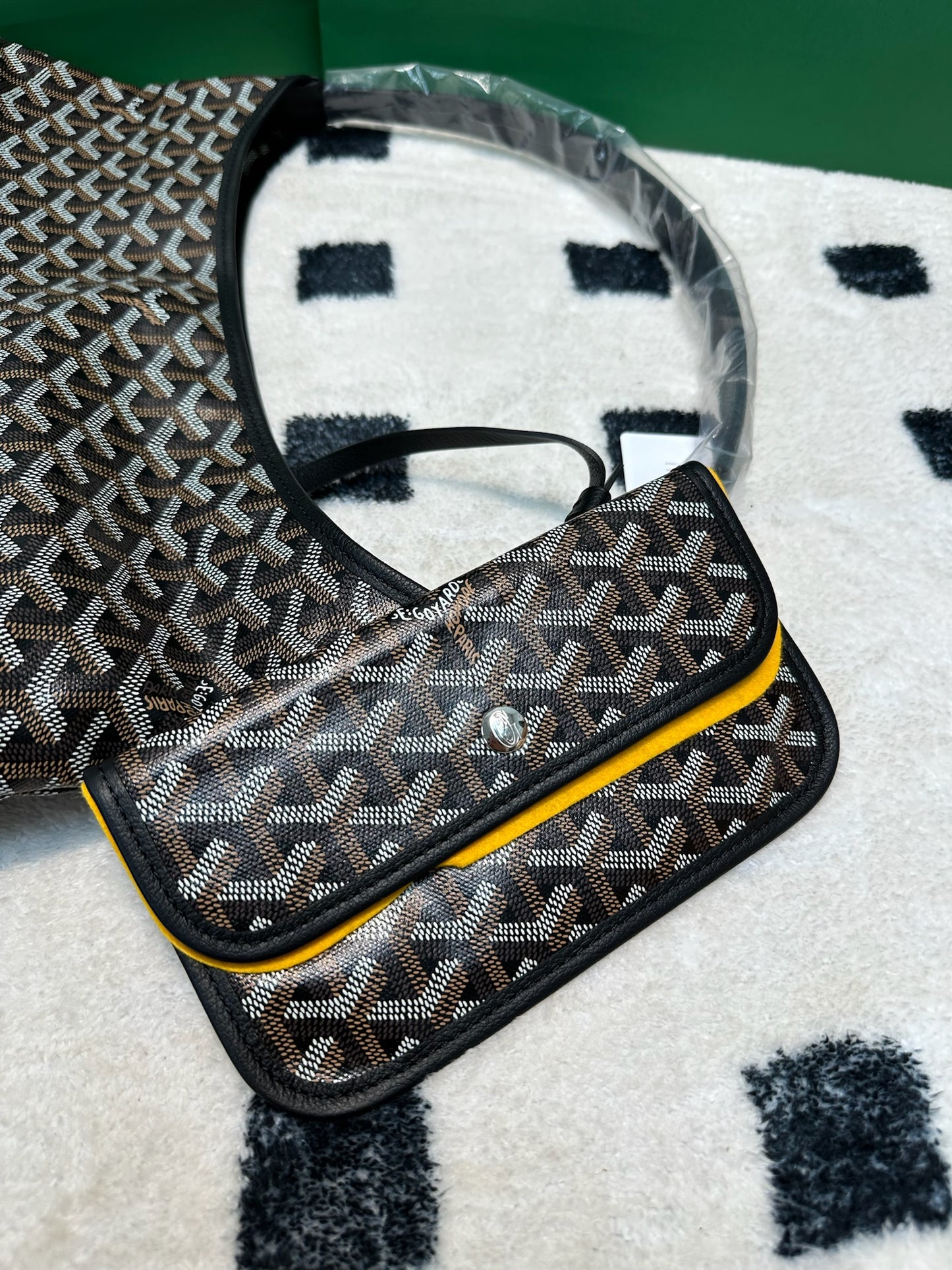Goyard Bohème Hobo Bag Black(with heart print)