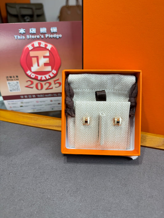 Hermes Mini pop h earring 奶茶拼白玫瑰金￼