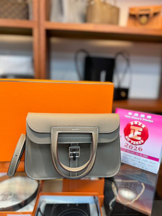 Hermes Mini Halzan Etoupe PHW 大象灰銀扣￼