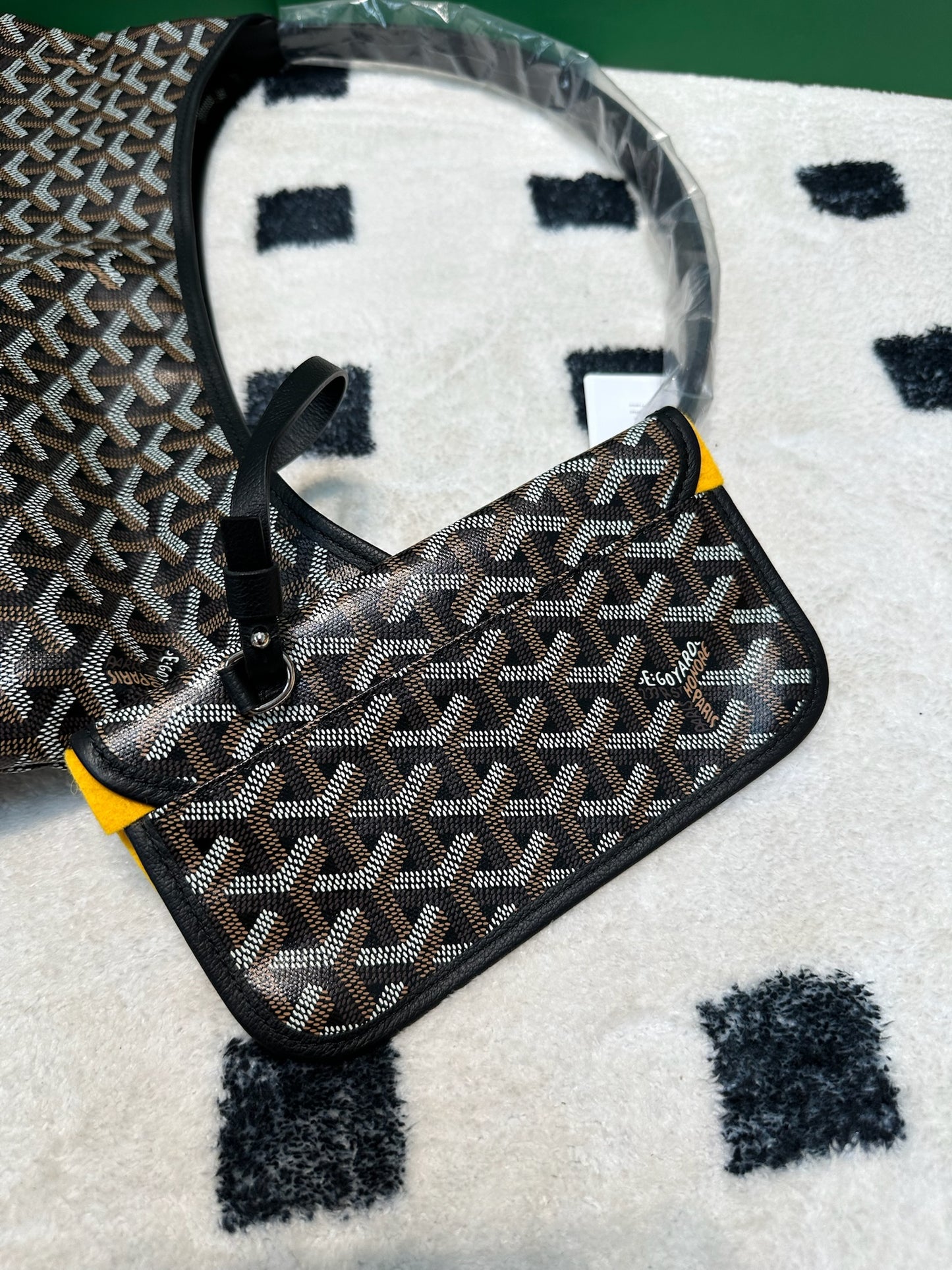 Goyard Bohème Hobo Bag Black(with heart print)