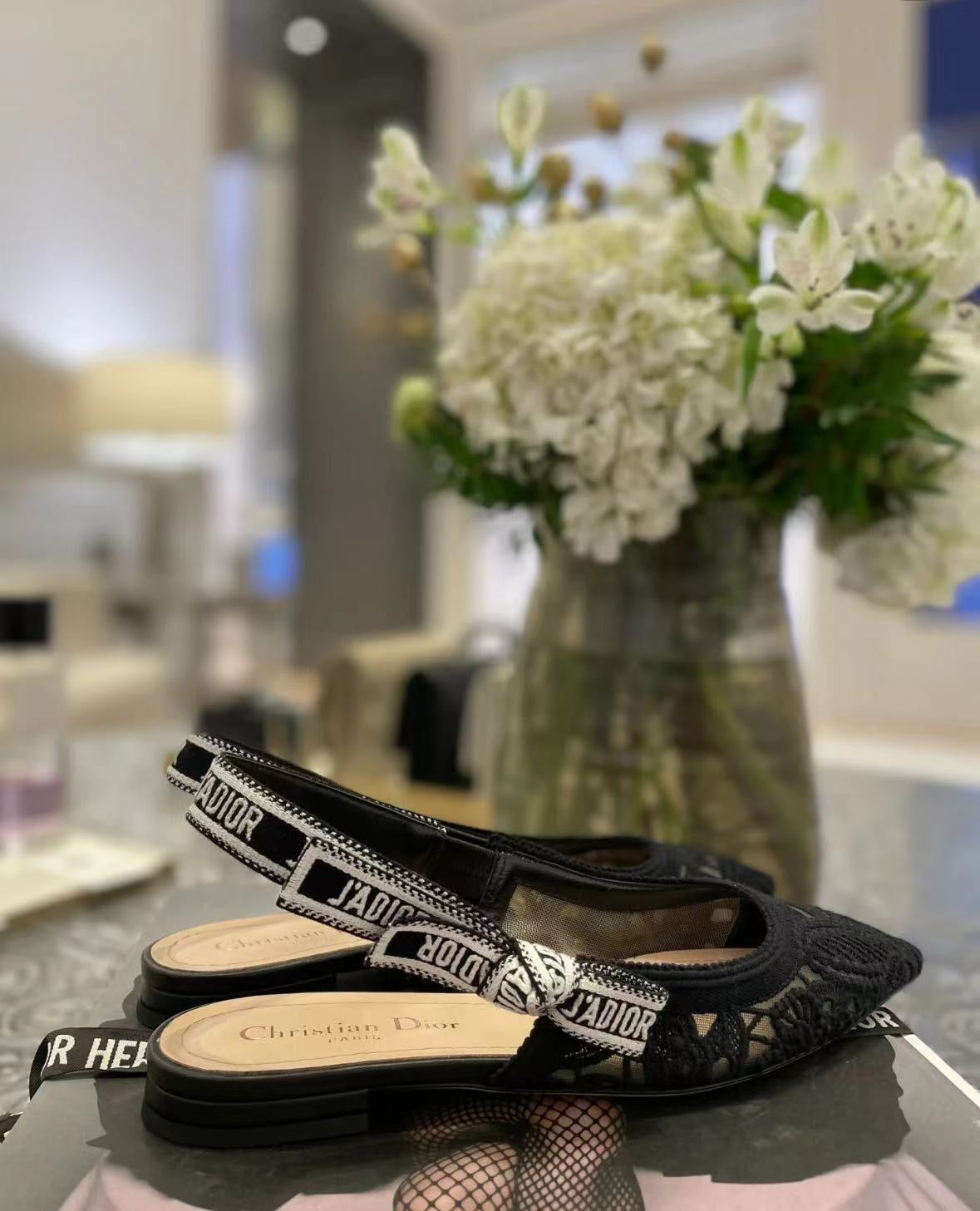 Dior J'Adior Slingback Flat lace Black