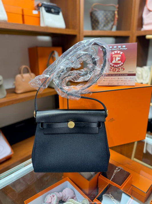 Hermes Mini Herbag Noir GHW 黑色金扣