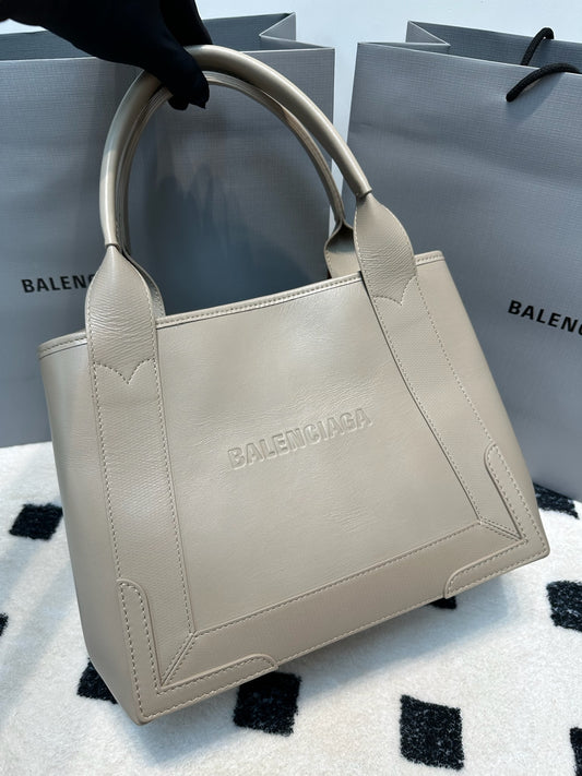Balenciaga Navy Cabas Beige Small