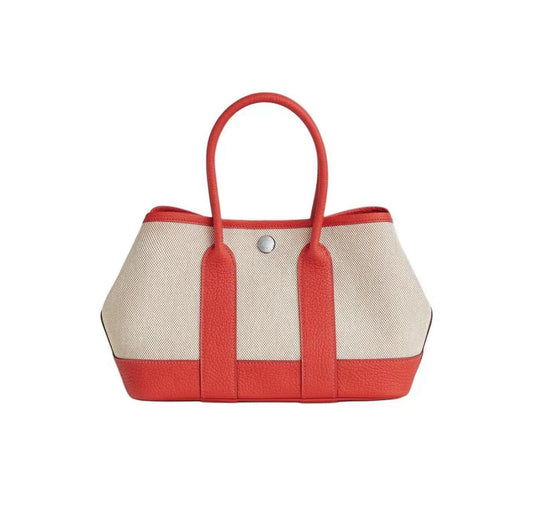 Hermes Mini garden party 橙色拼白色帆布 K stamp