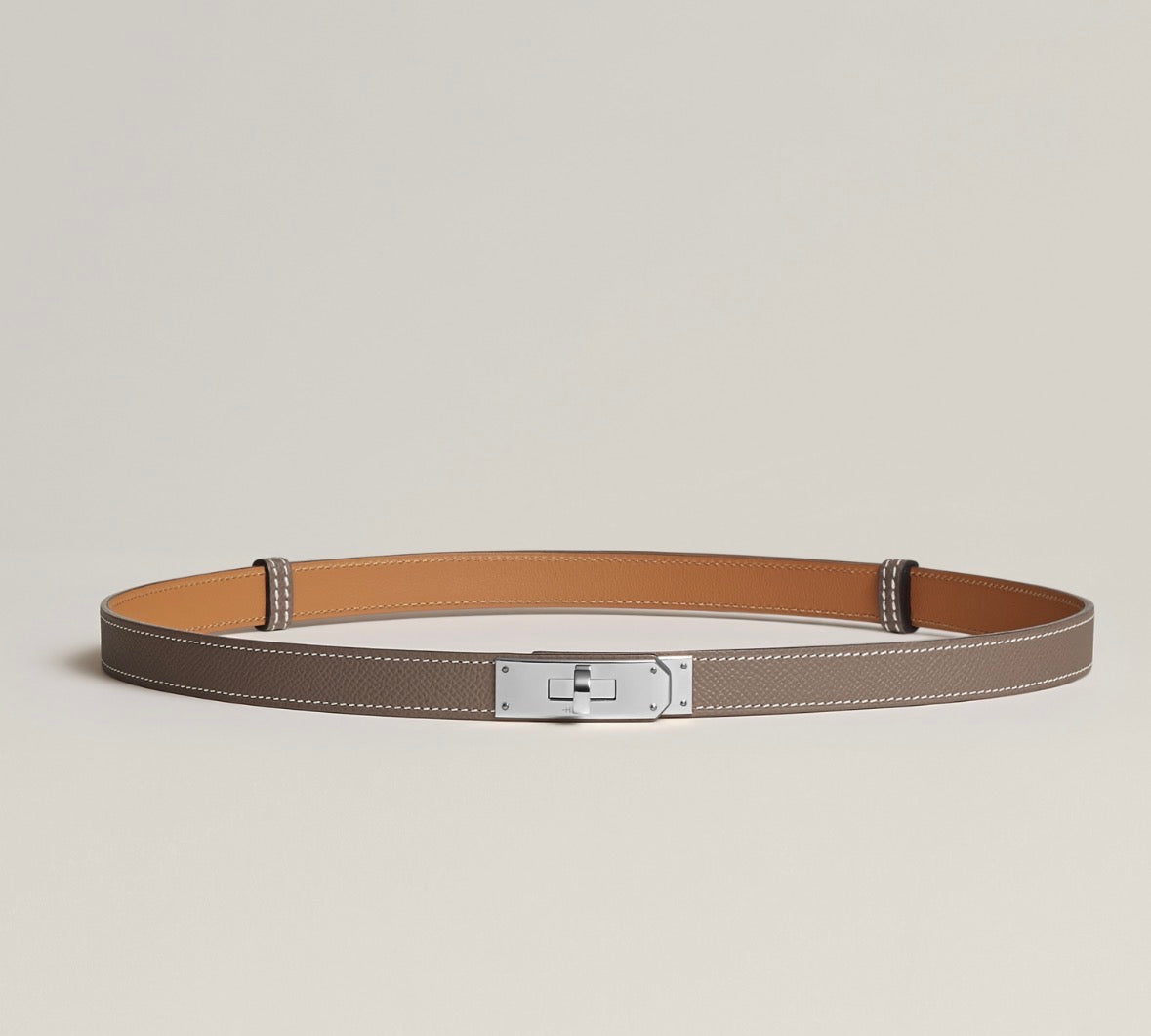 Hermes Kelly 18 belt Noir/Etoupe Silver or gold hardware
