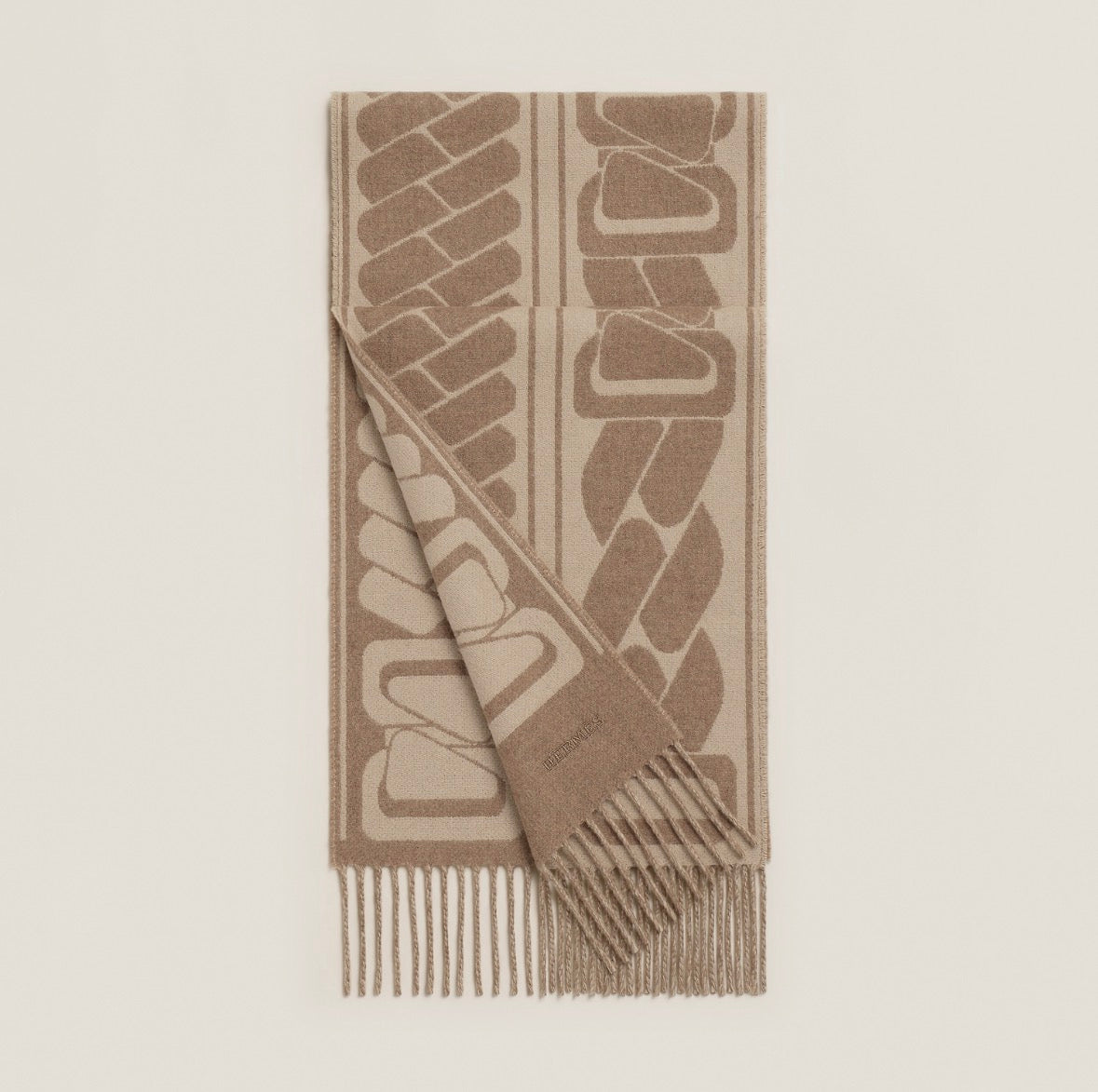 Hermes Clic, C'est Noue scarf Marron Glacé / Craie