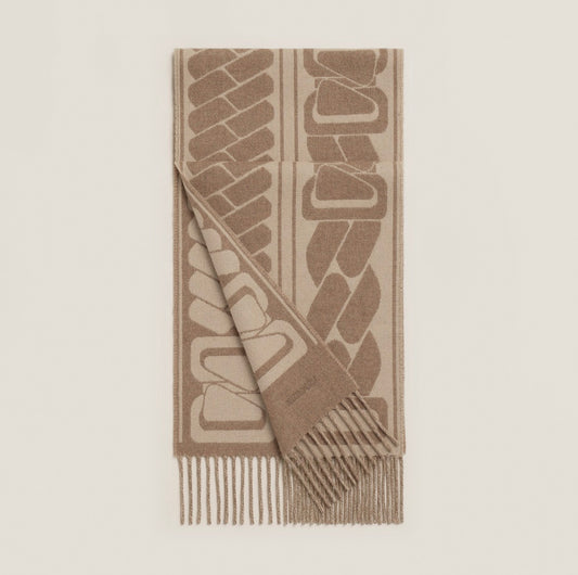 Hermes Clic, C'est Noue scarf Marron Glacé / Craie