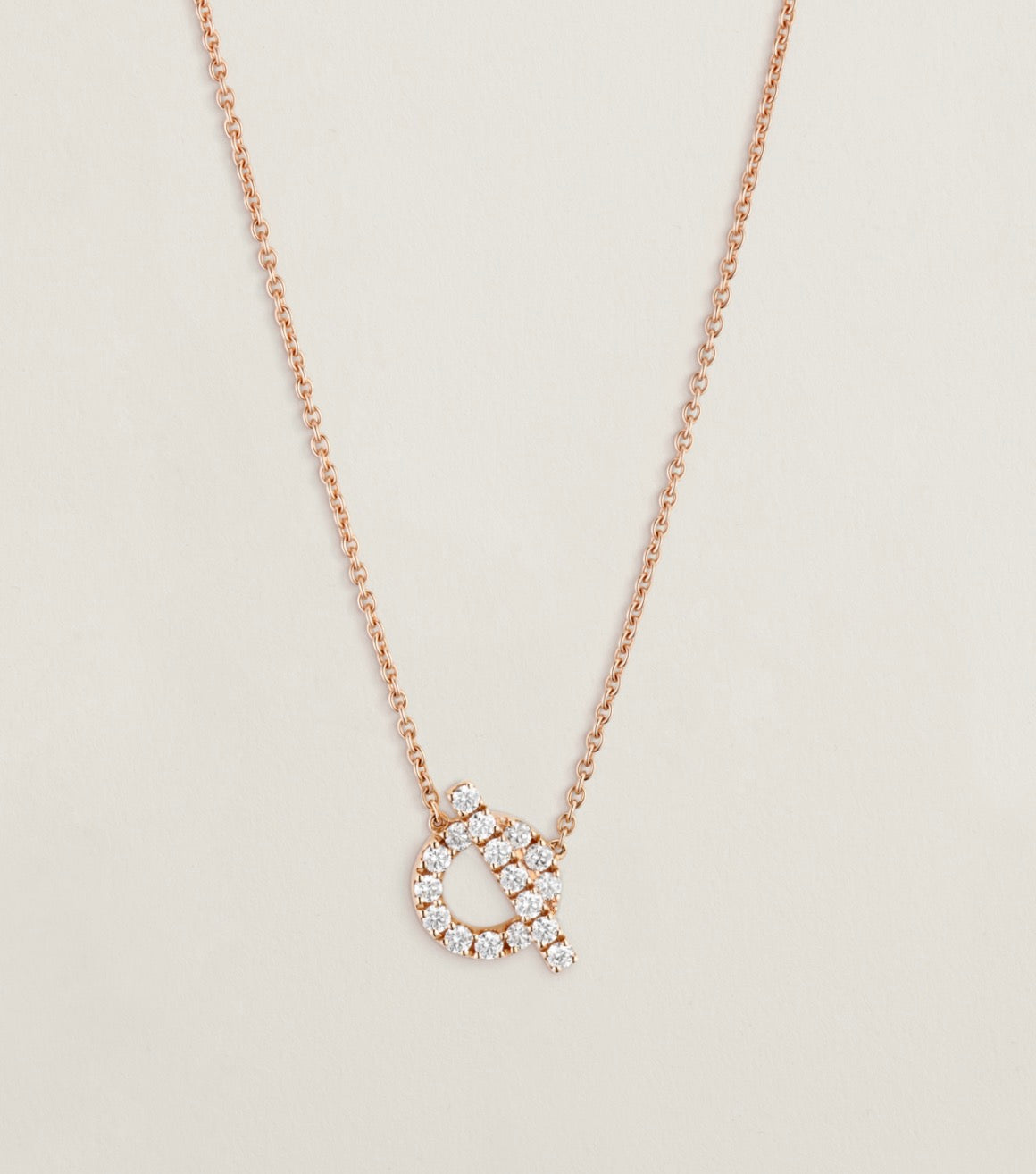 Hermes Finesse pendant 小Q 18K玫瑰金鑽石頸鏈