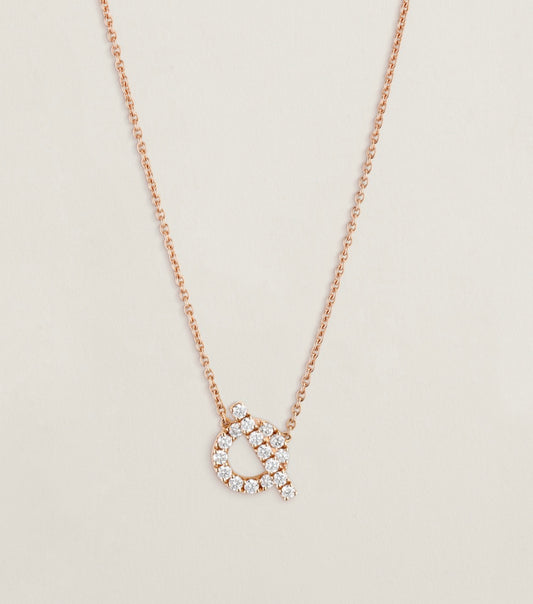 Hermes Finesse pendant 小Q 18K玫瑰金鑽石頸鏈