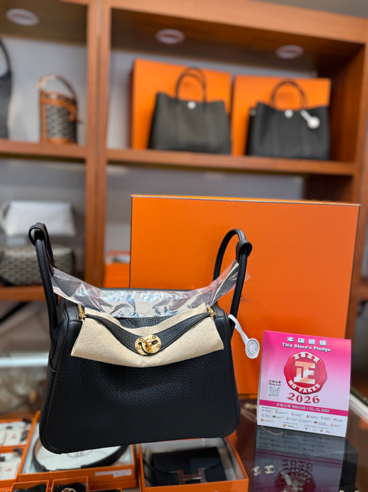 Hermes Lindy 26 黑色 Noir 89 金扣 Gold Hardware